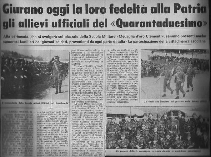 GIURAMENTO  42° CORSO AUC ASCOLI PICENO - 27 febb 1966 - dal Giornale Locale